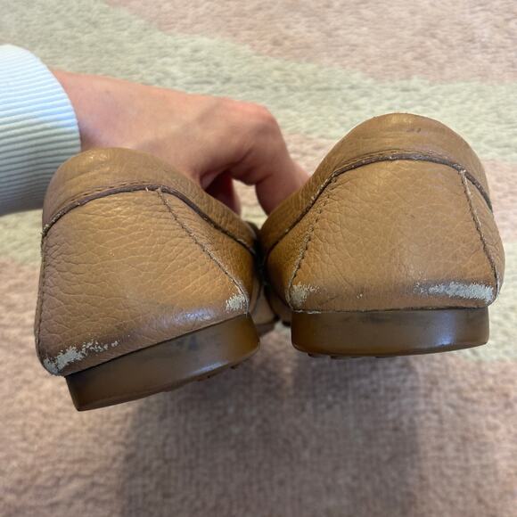 Coach Fredrica Tan Pebbled Leather Driving Loafers Slip-On Flats Preppy Heritage - Picture 7 of 8